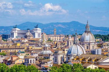 view of the beautiful cityscape of rome taken from the top of castel santangelo