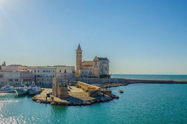 İtalyan şehri Trani 'deki ünlü Cattedrala di San Nicola Pellegrino' nun manzarası