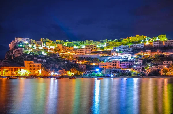Vista Nocturna Del Puerto Peschici Italia — Foto de Stock