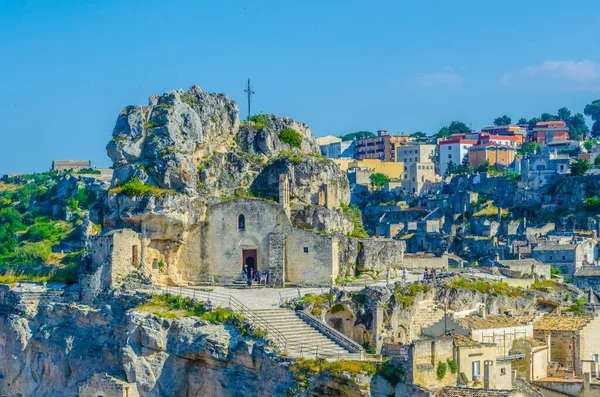 Matera, İtalya 'daki Madonna de Idris kilisesinin manzarası