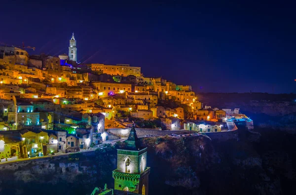 View of rooftops of the Italian city Matera with san pietro caveoso and the cathedra