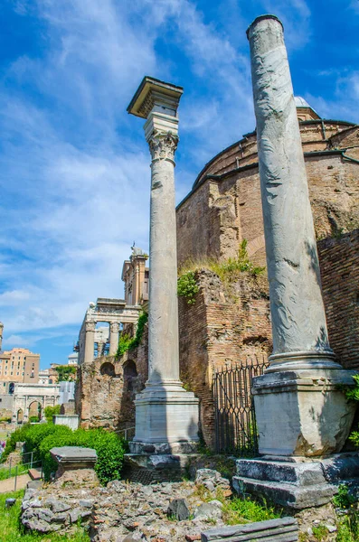 Varje Tusentals Turister Promenera Genom Ruiner Forum Romanum Italiensk Huvudstad — Stockfoto