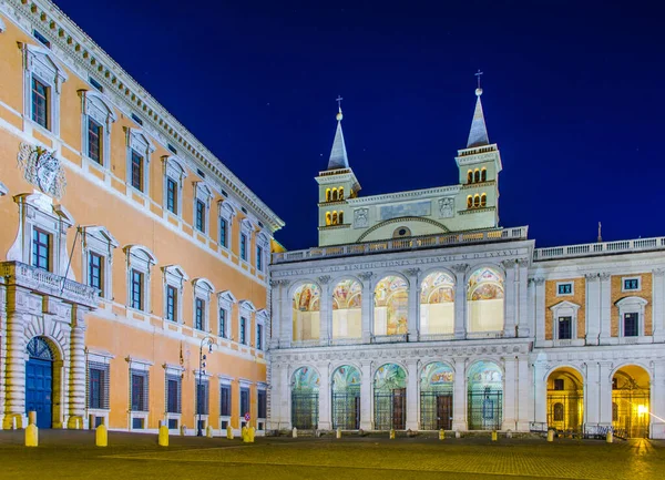Night View Basilica San Giovanni Laterano One Most Famous Basilica — Foto de Stock
