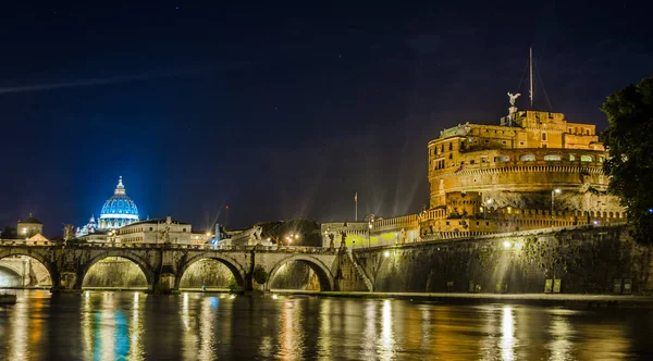 Night view over ponte santangelo leading to castel santangelo