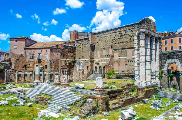 Del Trajans Forum Foro Traiano Visar Några Ruinerna Trajans Kolumn — Stockfoto