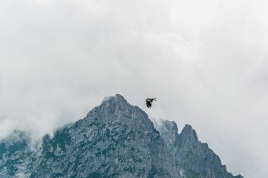 Avusturya 'daki Hohenwerfen şatosunda şahin sergisi sırasında bir kartal Alplerde uçuyor.