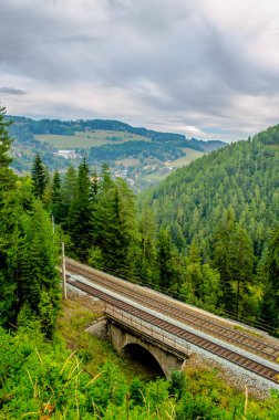 Avusturya 'daki semmering bahn unesco dünya mirası demiryolunun bir viyadük detayı