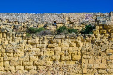İspanyol şehri tarragona 'daki eski bir tuğla duvarın detayları. Eskiden şehrin tahkimatını sağlıyordu.