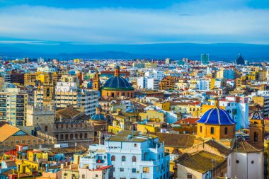 Valencia 'nın havadan görünüşü. La lonja unesco sitesi, merkez pazar.