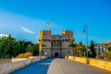 İspanyol Valencia 'daki Torres de Serrano Kapısı' nın detayları