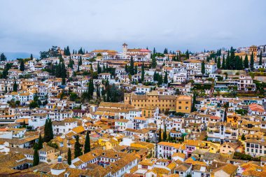 Granada, anteni panoramik görüntülemek eski Alhambra semtinden Albaicin