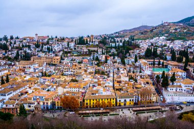Granada, anteni panoramik görüntülemek eski Alhambra semtinden Albaicin