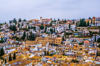 Granada, anteni panoramik görüntülemek eski Alhambra semtinden Albaicin