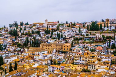 Granada, anteni panoramik görüntülemek eski Alhambra semtinden Albaicin