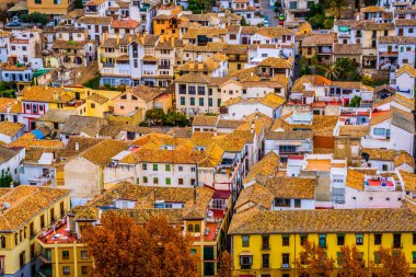 Granada, anteni panoramik görüntülemek eski Alhambra semtinden Albaicin