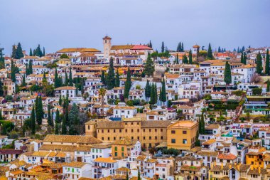 Granada, anteni panoramik görüntülemek eski Alhambra semtinden Albaicin