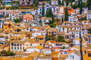Granada, anteni panoramik görüntülemek eski Alhambra semtinden Albaicin
