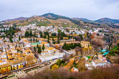 Granada, anteni panoramik görüntülemek eski Alhambra semtinden Albaicin