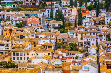 Granada, anteni panoramik görüntülemek eski Alhambra semtinden Albaicin