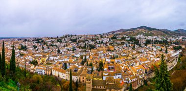 Granada, anteni panoramik görüntülemek eski Alhambra semtinden Albaicin