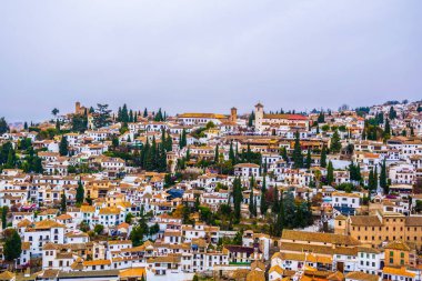 Granada, anteni panoramik görüntülemek eski Alhambra semtinden Albaicin