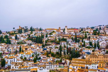 Granada, anteni panoramik görüntülemek eski Alhambra semtinden Albaicin