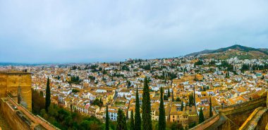Granada, anteni panoramik görüntülemek eski Alhambra semtinden Albaicin