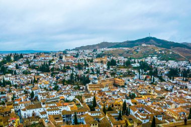 Granada, anteni panoramik görüntülemek eski Alhambra semtinden Albaicin