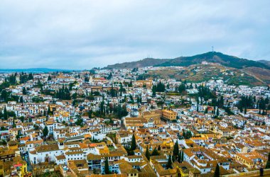 Granada, anteni panoramik görüntülemek eski Alhambra semtinden Albaicin