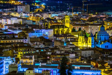 night aerial view of the cathedral of Granada