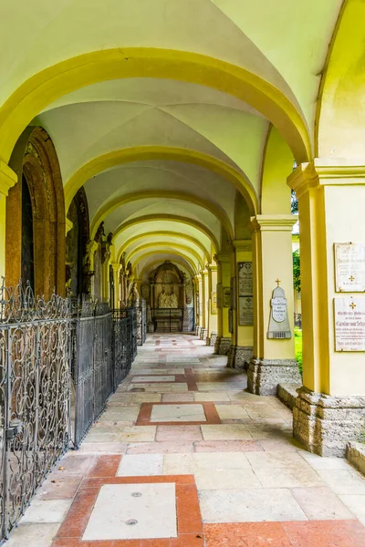 View Yellow Corridor Cemetery Saint Peter Salzburg Austria — Stock Photo, Image