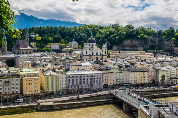Aerial View Salzburg Franziskanerkirche Church Kapuzinerberg Hill — Stock Photo, Image