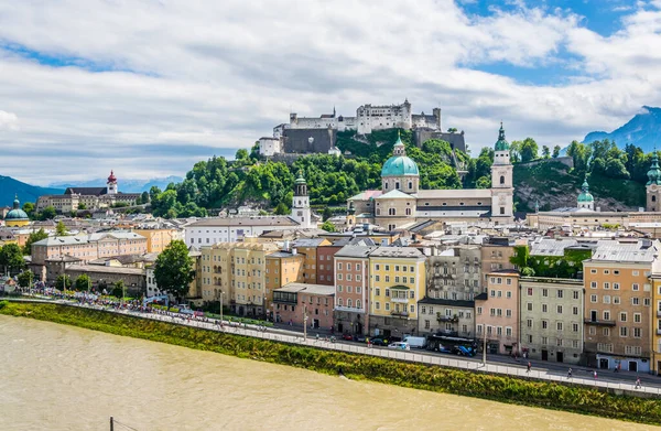 Aerial View Festung Hohensalzburg Fortress Salzburg Cathedral Central Salzburg Austria — Foto Stock