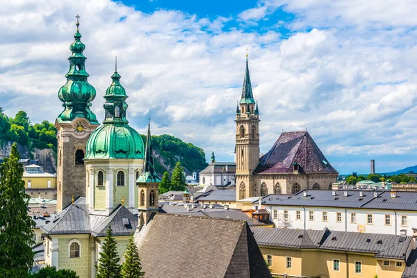 Aerial View Salzburg Franziskanerkirche Church Saint Peter Abbey — Foto de Stock