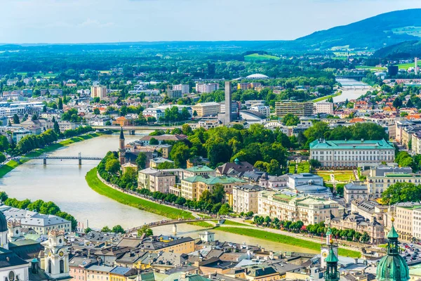 Aerial View Mirabell Palace Salzach River Salzburg Austria — Foto de Stock