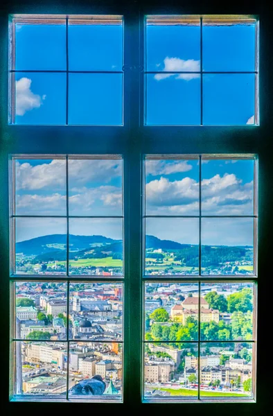 View Kapuzinerberg Salzburg Austria Old Window — Stock Photo, Image