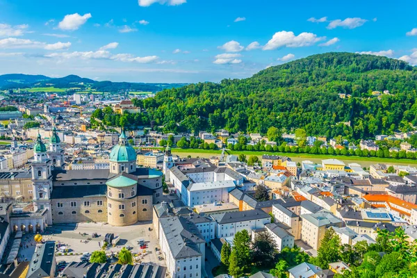 Vista Panorámica Aérea Histórica Ciudad Salzburgo Incluyendo Palacio Mirabell Catedral — Foto de Stock