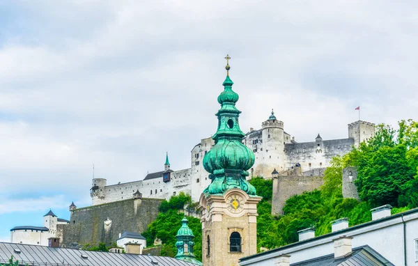 View Festung Hohensalzburg Fortress Saint Peter Abbey Central Salzburg Austria — Stock Photo, Image