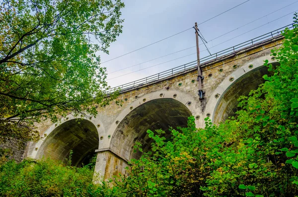 Avusturya 'daki semmering bahn unesco dünya mirası demiryolunun bir viyadük detayı