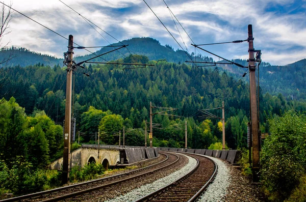 Avusturya Daki Semmering Bahn Unesco Dünya Mirası Demiryolunun Bir Viyadük — Stok fotoğraf