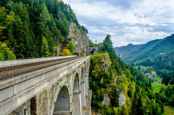 Detalhe Viaduto Estrada Ferro Semmeringbahn Unesco Património Mundial Áustria — Fotografia de Stock