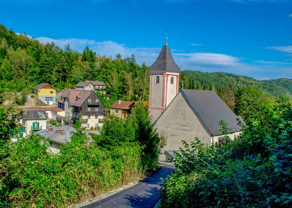 Pemandangan Gereja Desa Klamm Austria — Stok Foto