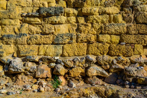 İspanyol şehri tarragona 'daki eski bir tuğla duvarın detayları. Eskiden şehrin tahkimatını sağlıyordu.