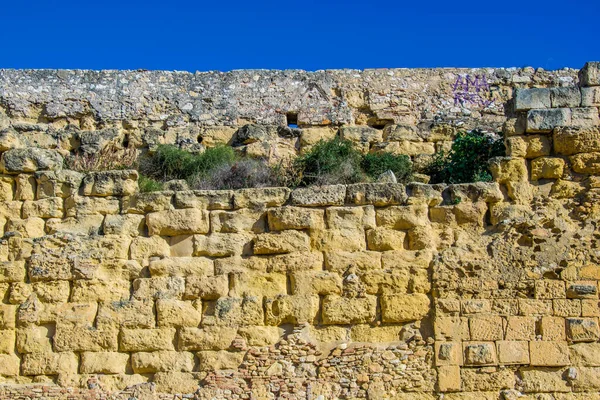 İspanyol şehri tarragona 'daki eski bir tuğla duvarın detayları. Eskiden şehrin tahkimatını sağlıyordu.
