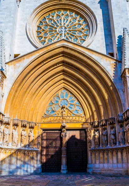 Vista Uma Entrada Para Catedral Santa Maria Cidade Espanhola Tarragona — Fotografia de Stock