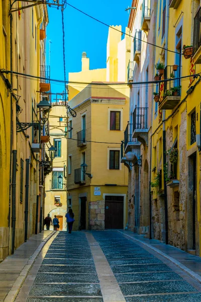 View Colorful Narrow Street Historical Center Spanish City Tarragona — Foto de Stock