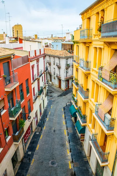 Luchtfoto Van Een Smalle Straat Spaanse Stad Valencia — Stockfoto