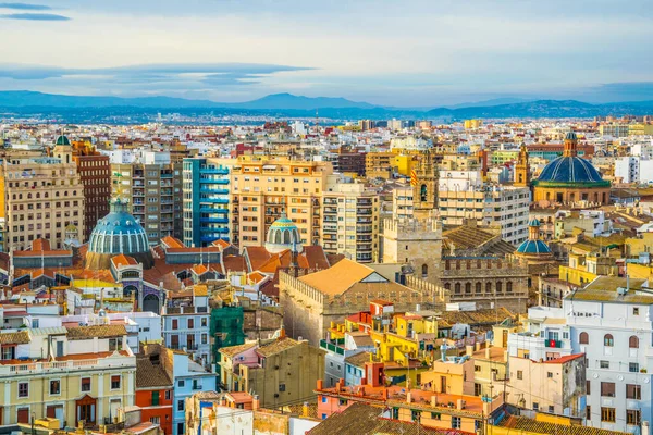 Luchtfoto Van Valencia Met Inbegrip Van Lonja Unesco Site Centrale — Stockfoto