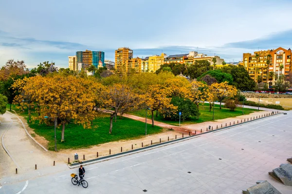 İspanya Valencia şehrindeki Turia Gardens manzarası