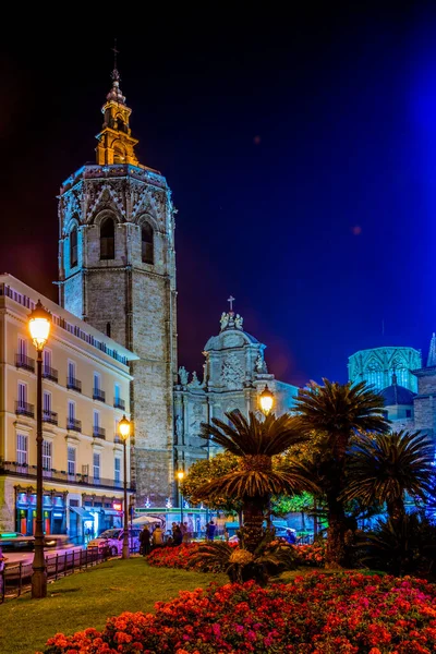 Cathedral Spanish City Valencia Small Park Situated Plaza Reina Square — Stockfoto